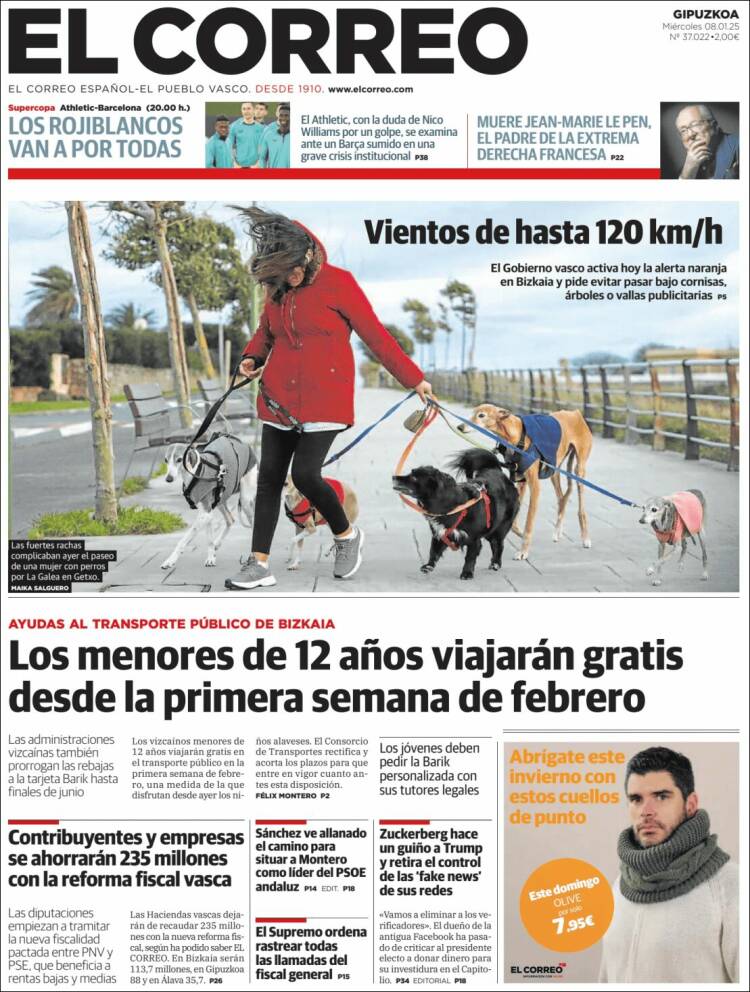 Portada de El Correo - Guipuzcoa (España)