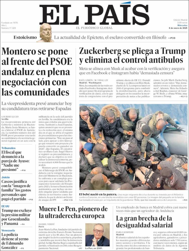 Portada de El País (España)