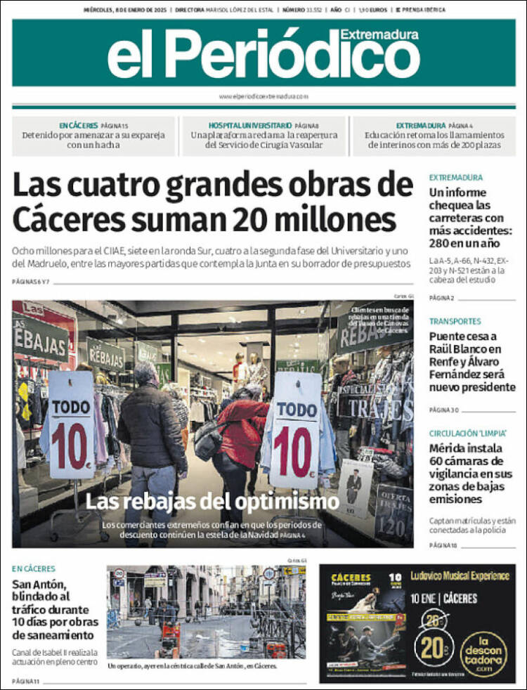 Portada de El Periódico de Extremadura (España)
