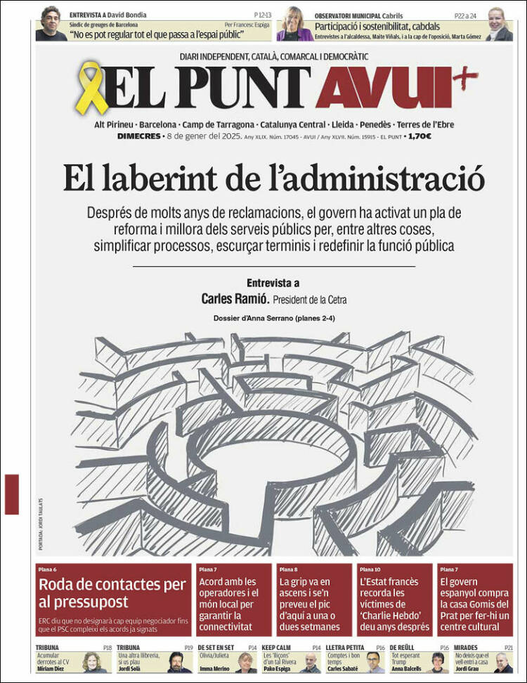 Portada de El Punt Avui (España)
