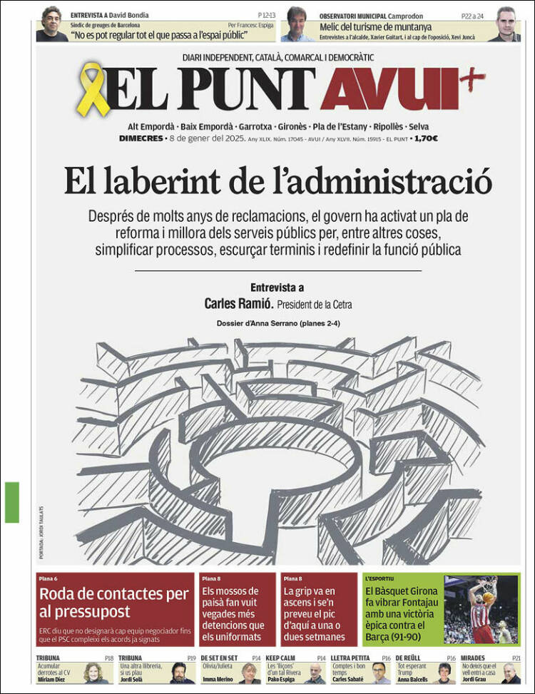 Portada de El Punt Avui - Girona (España)