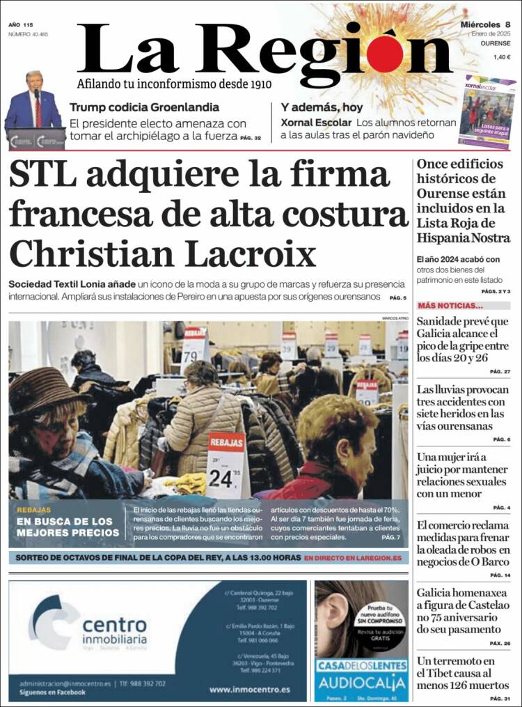 Portada de La Región de Ourense (España)