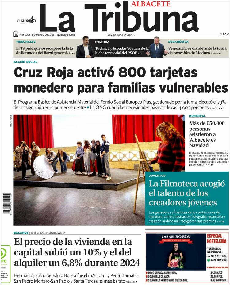 Portada de La Tribuna de Albacete (España)