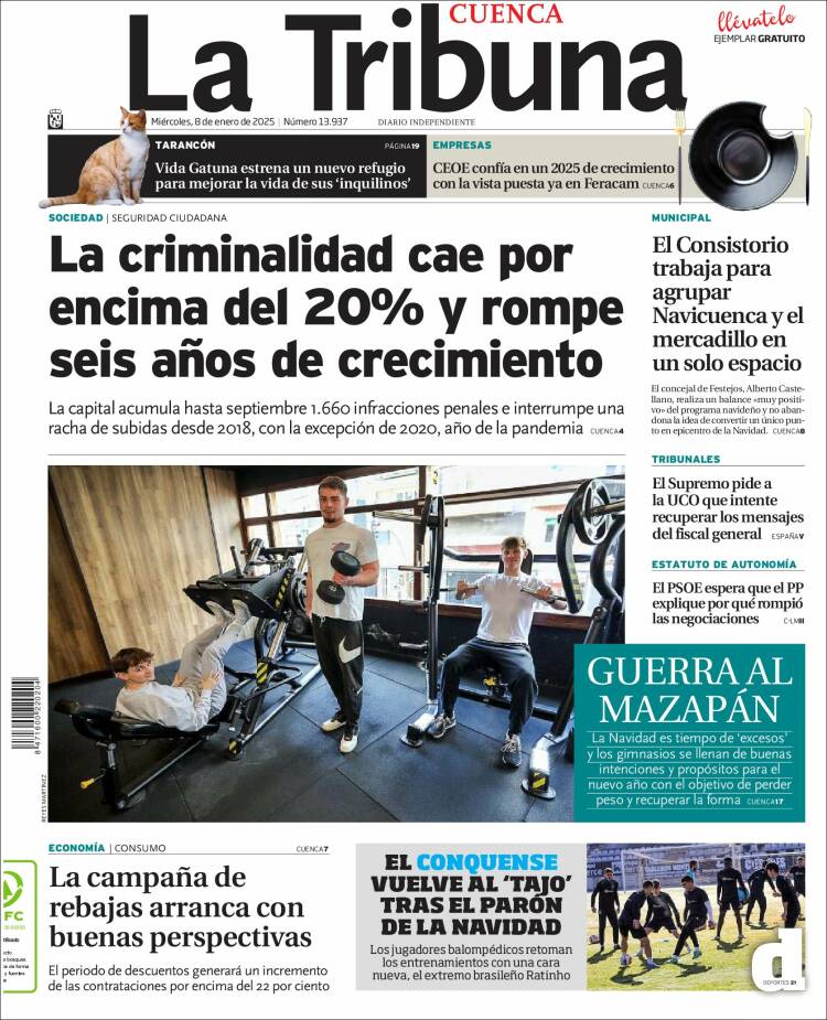 Portada de La Tribuna de Cuenca (España)