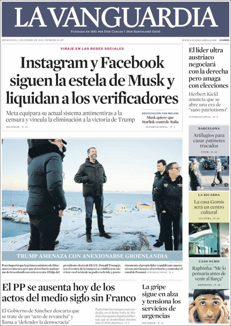 Portada de La Vanguardia (España)