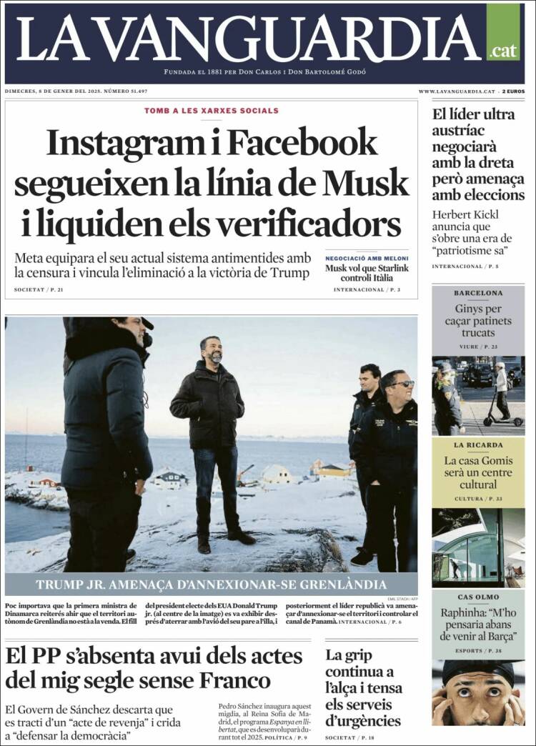 Portada de La Vanguardia (España)