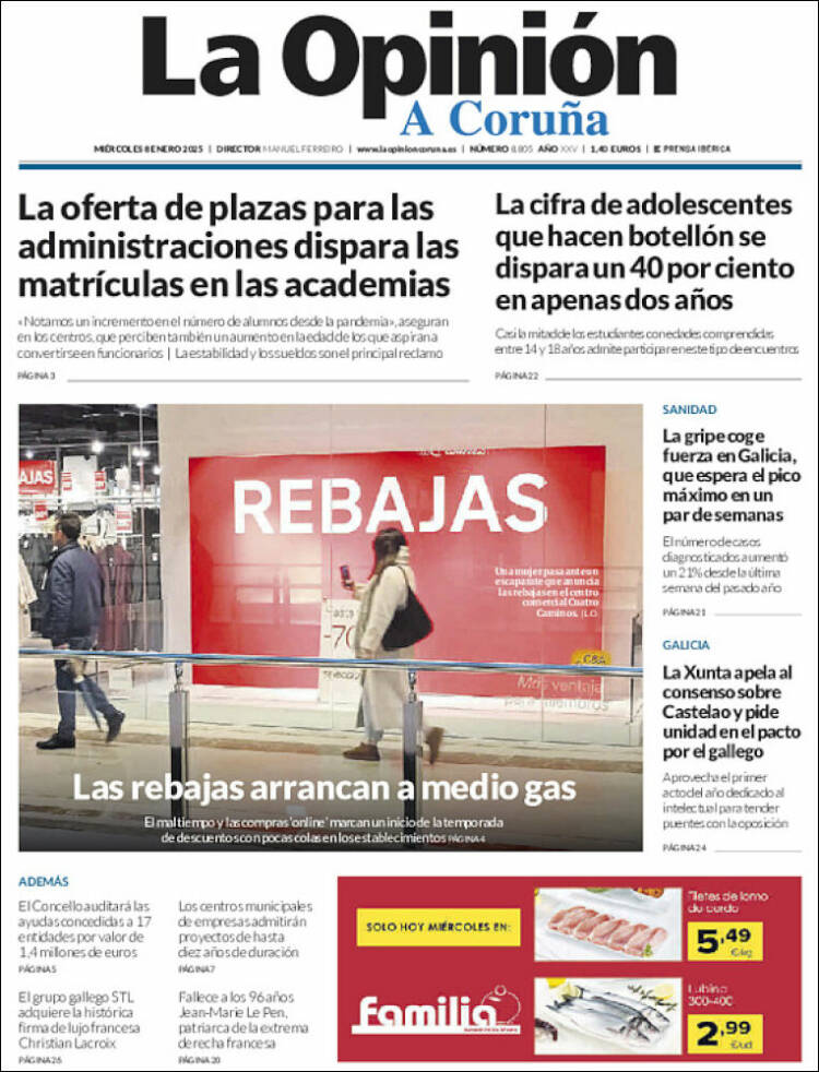 Portada de La Opinión de A Coruña (España)