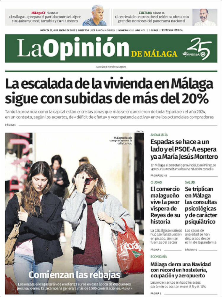 Portada de La Opinión de Málaga (España)