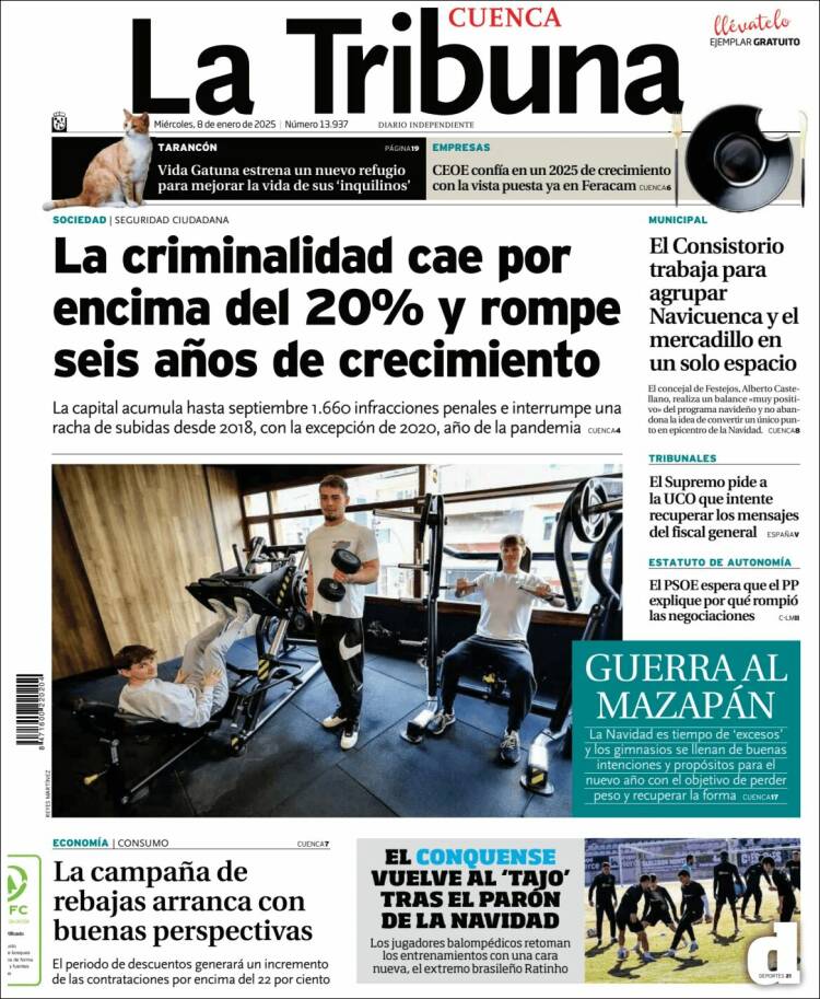 Portada de La Tribuna de Cuenca (España)