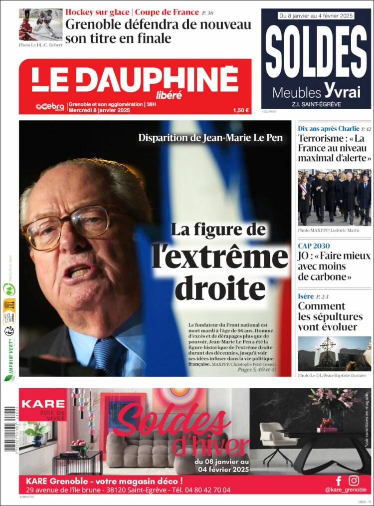 Portada de Le Dauphiné Libéré (Francia)