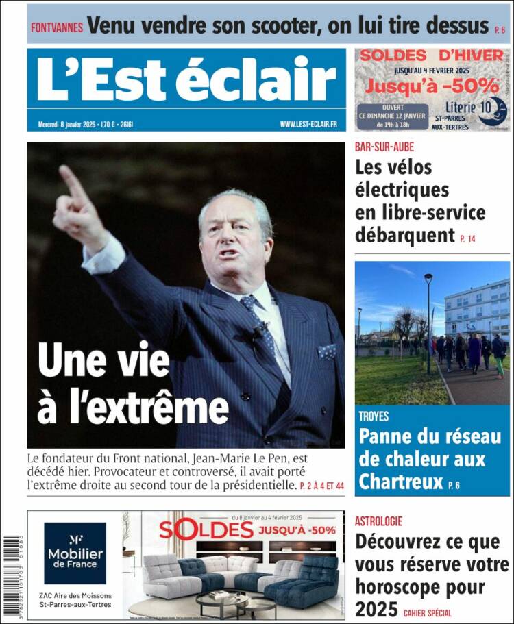 Portada de L'Est Eclair (Francia)