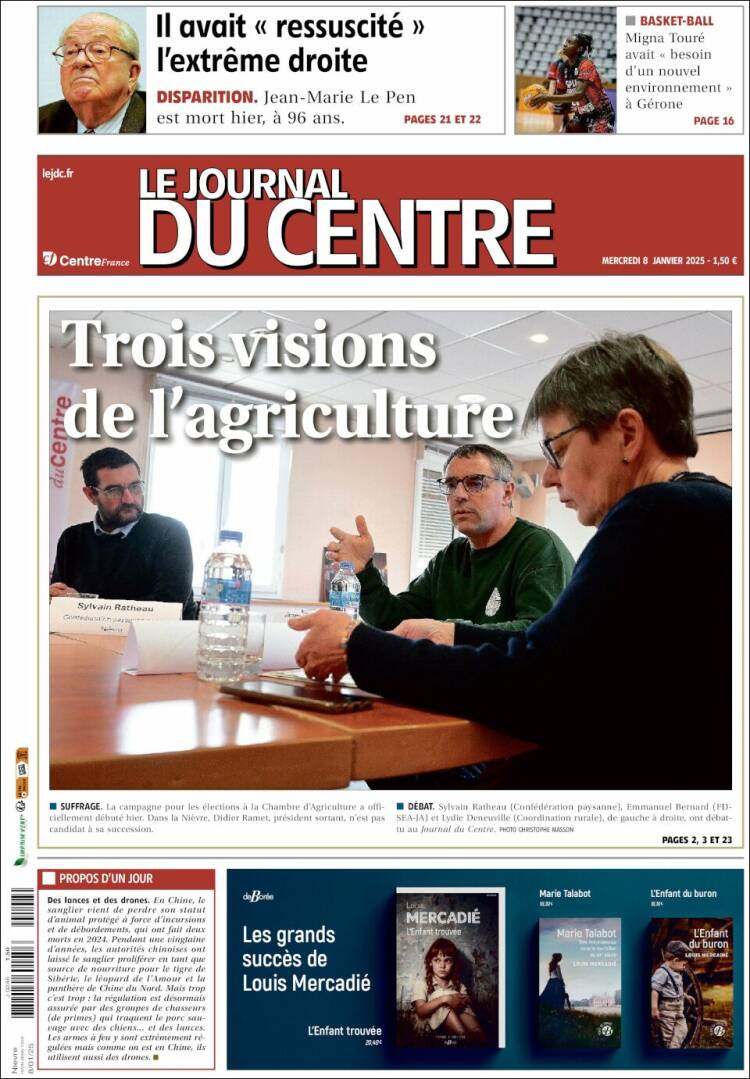 Portada de Le Journal du Centre (Francia)
