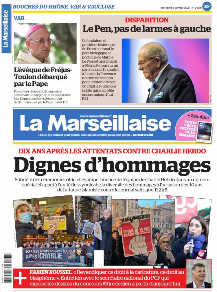 Portada de La Marseillaise (Francia)