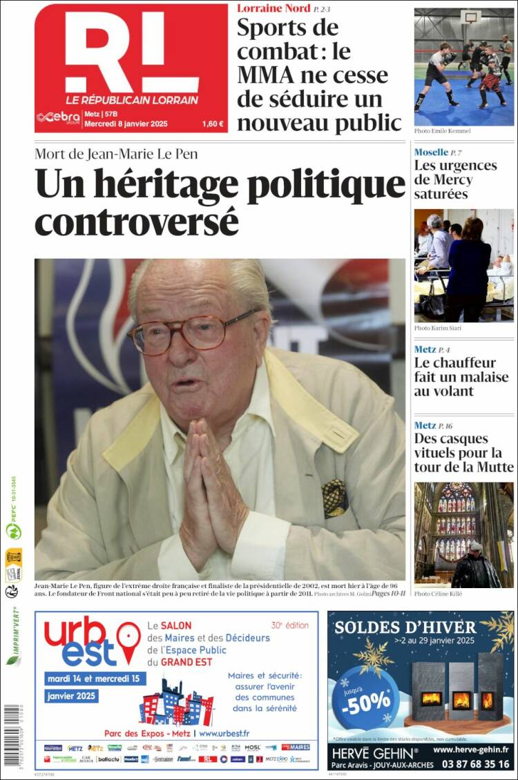 Portada de Le Republicain Lorrain (Francia)