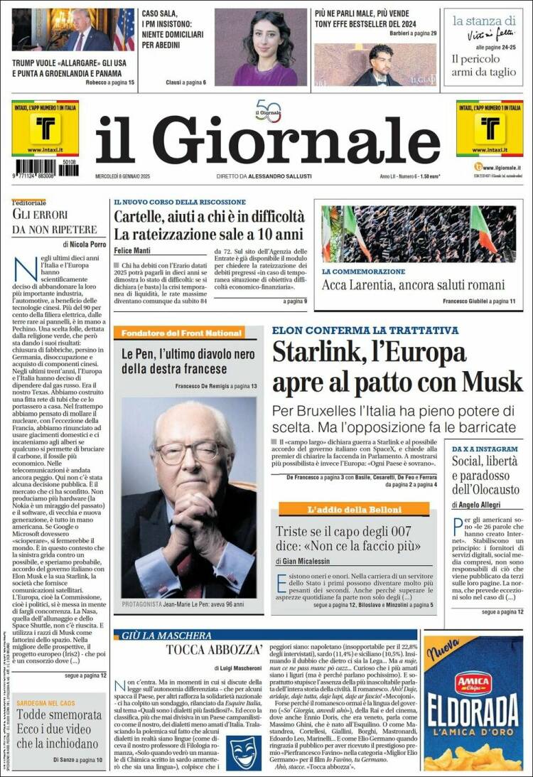 Portada de il Giornale (Italia)