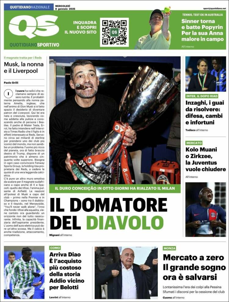 Portada de Quotidiano Sportivo (Italia)