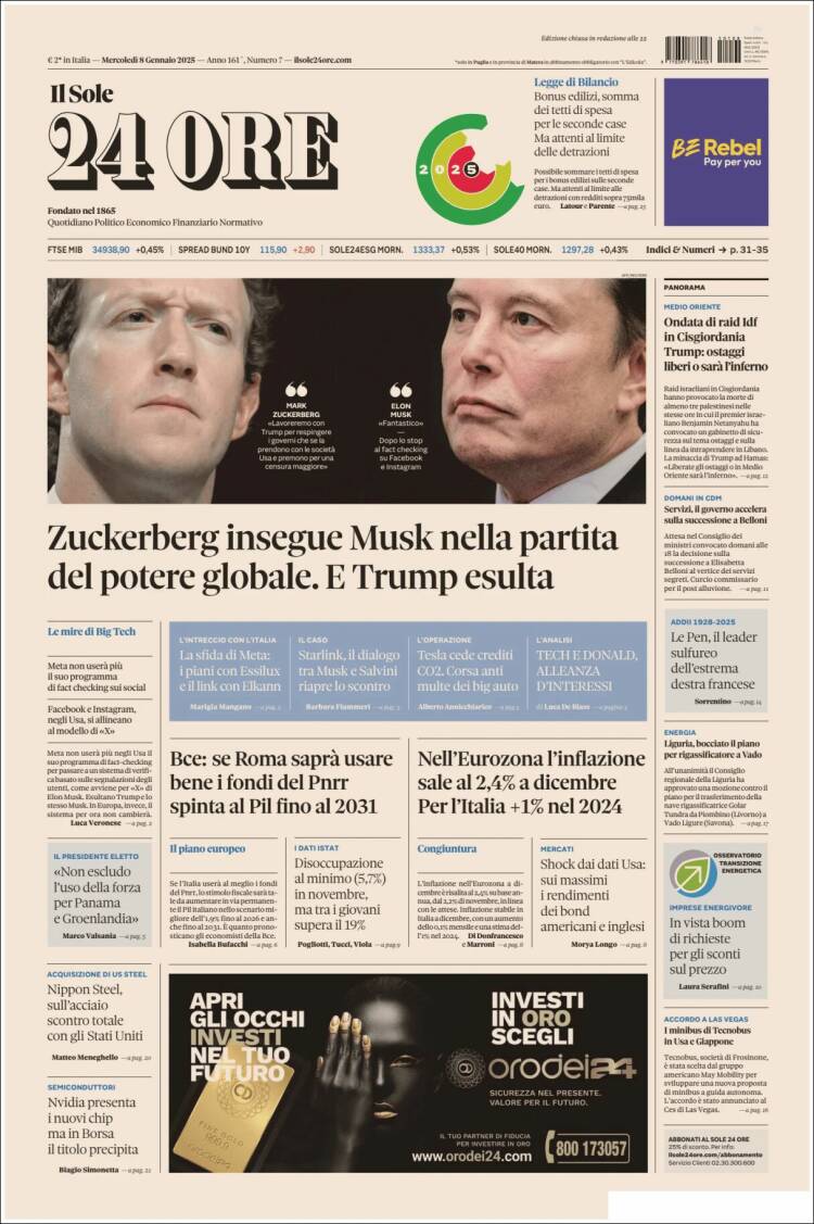 Portada de Il Sole 24 ORE (Italia)