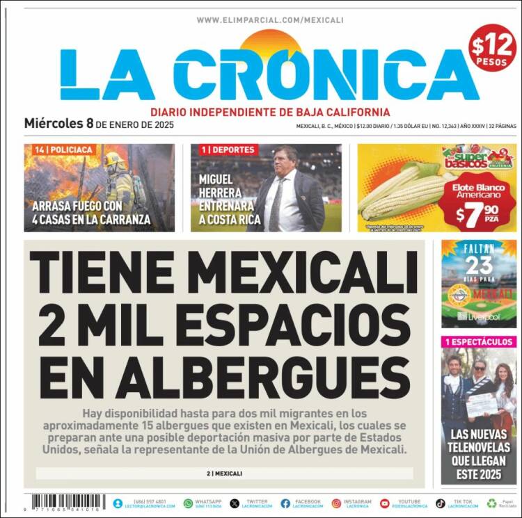 Portada de La Crónica de Baja California (México)