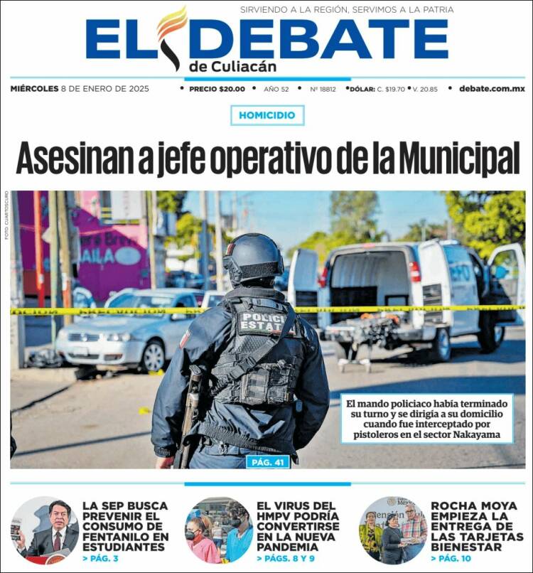 Portada de El Debate de Culiacán (México)