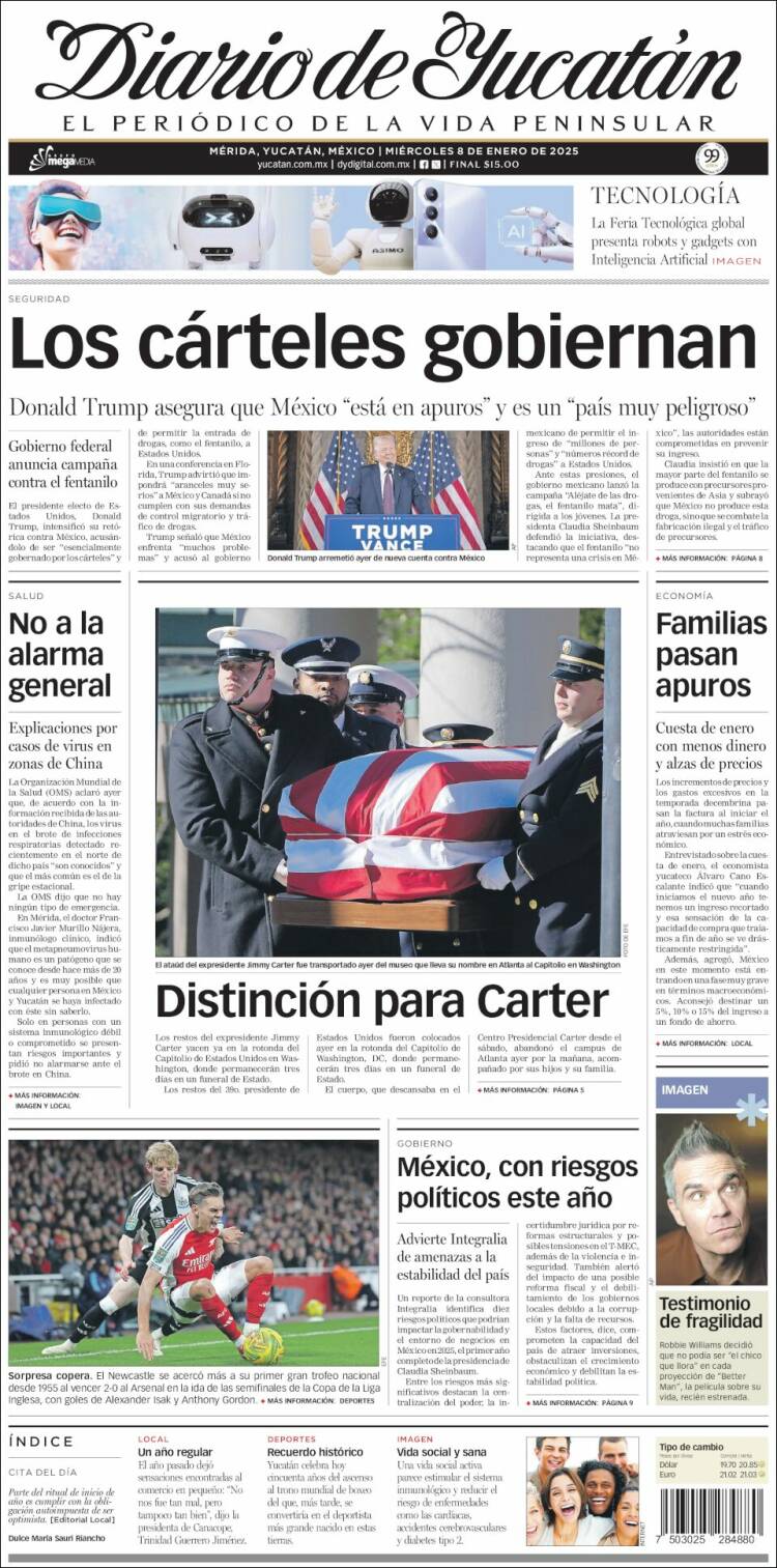 Portada de Diario de Yucatán (México)