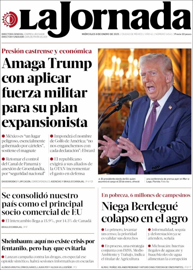 Portada de La Jornada (México)