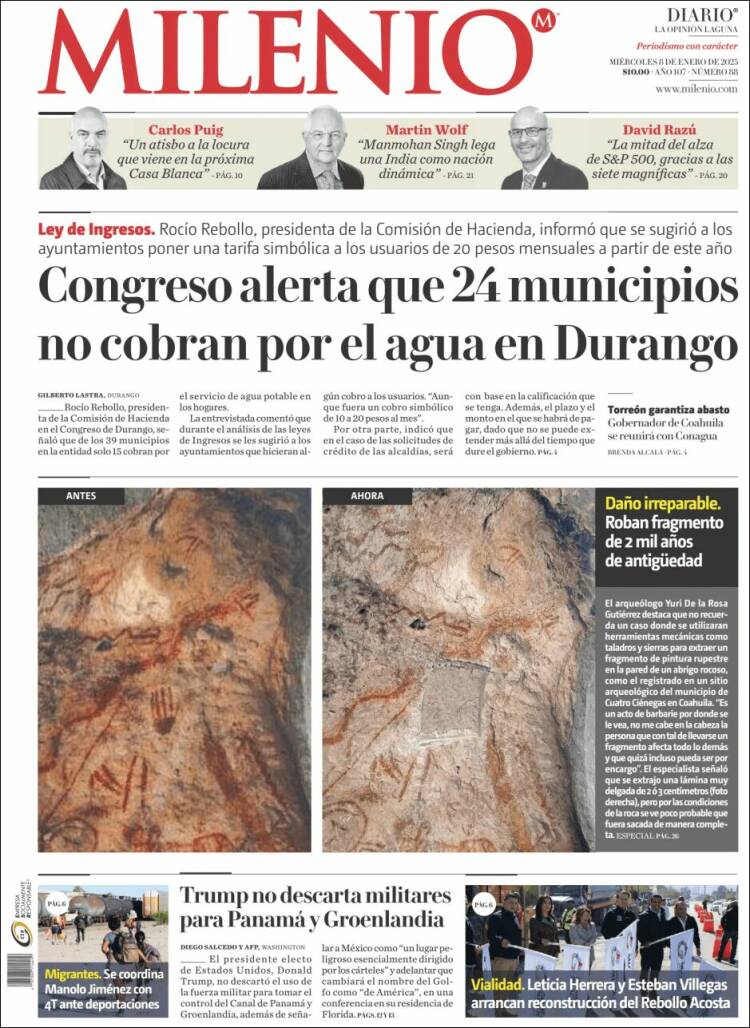 Portada de Milenio - Laguna (México)