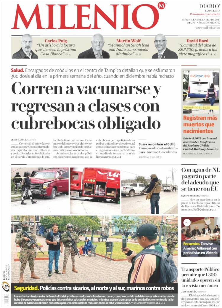 Portada de Milenio - Tamaulipas (México)