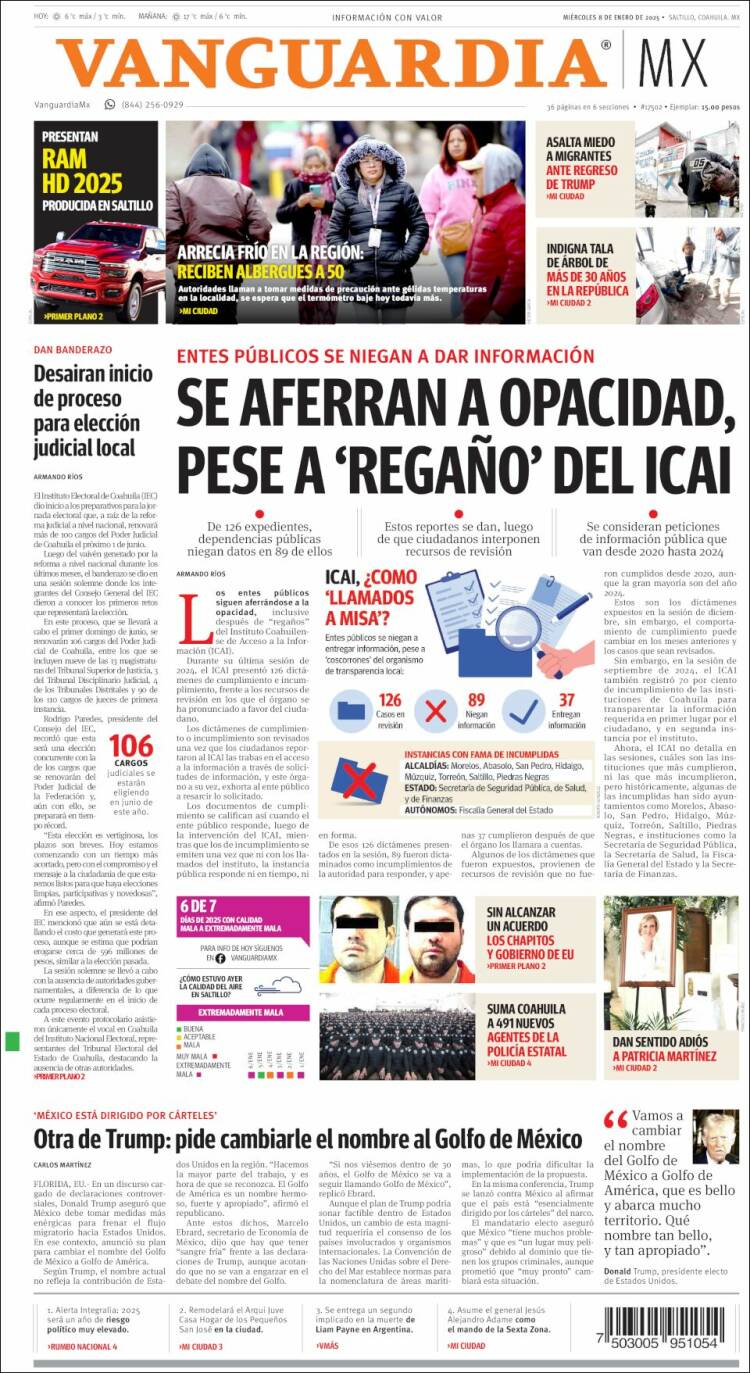 Portada de Vanguardia (México)