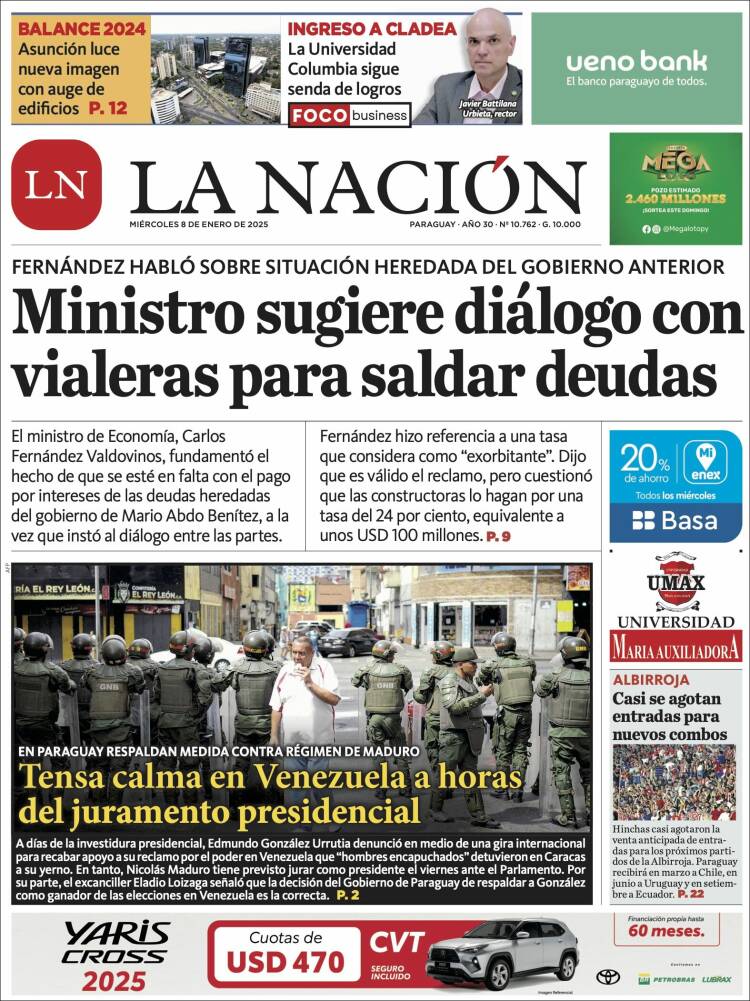 Portada de La Nación (Paraguay)