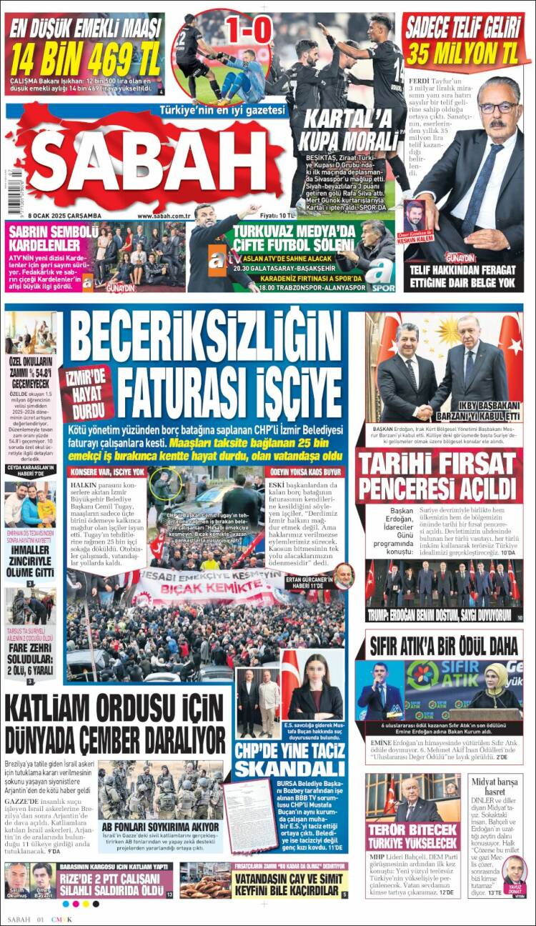 Portada de Sabah (Turquía)