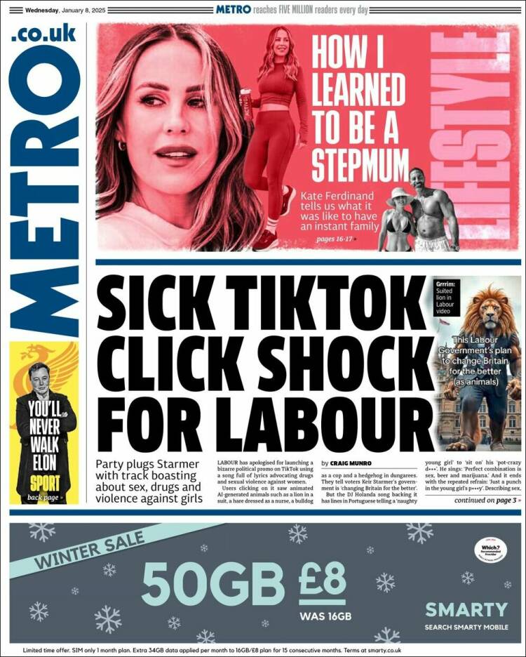 Portada de Metro (Reino Unido)