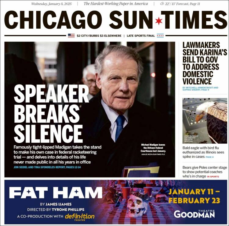 Portada de Chicago Sun-Times (USA)
