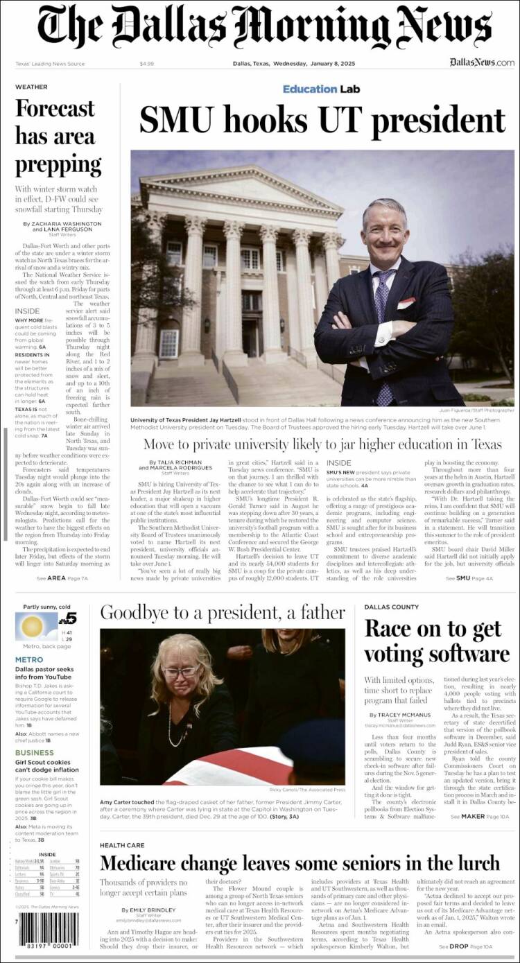Portada de Dallas Morning News (USA)