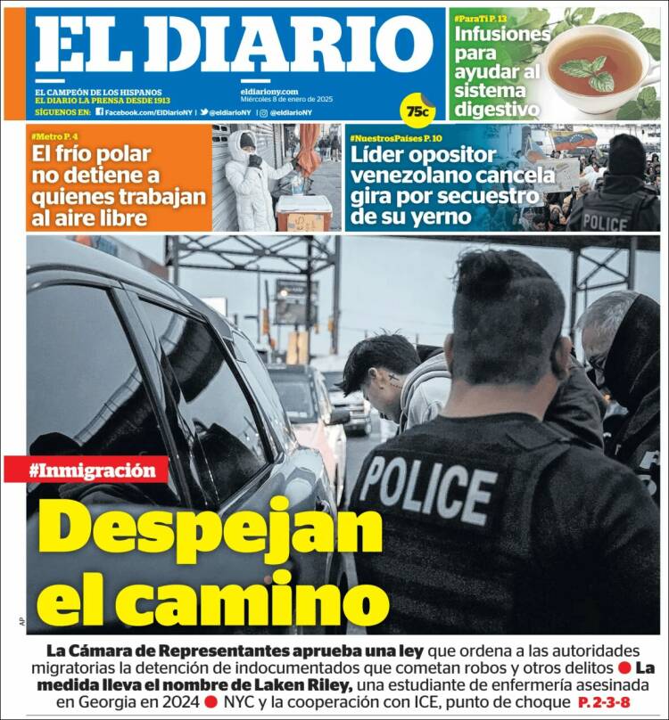 Portada de El Diario NY (USA)