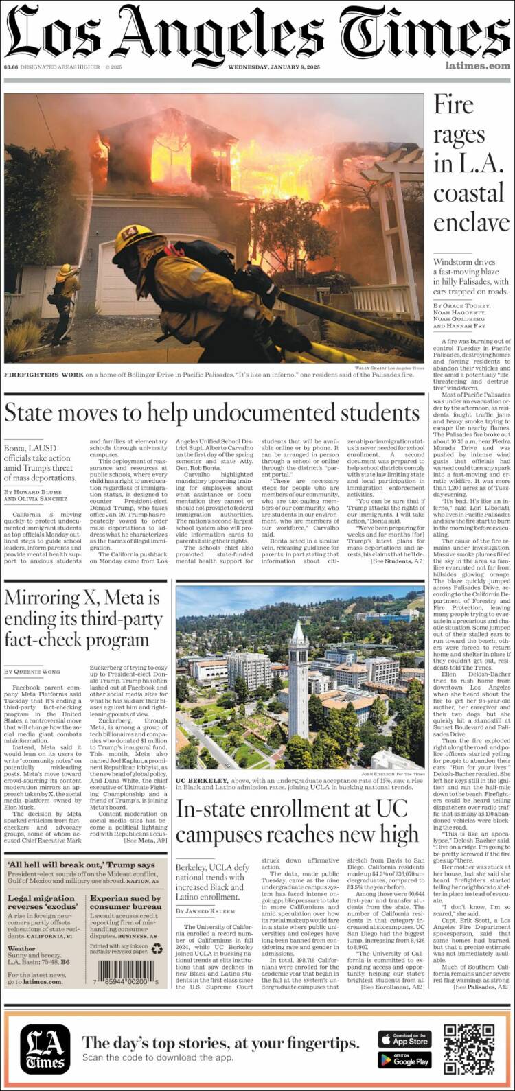 Portada de Los Angeles Times (USA)