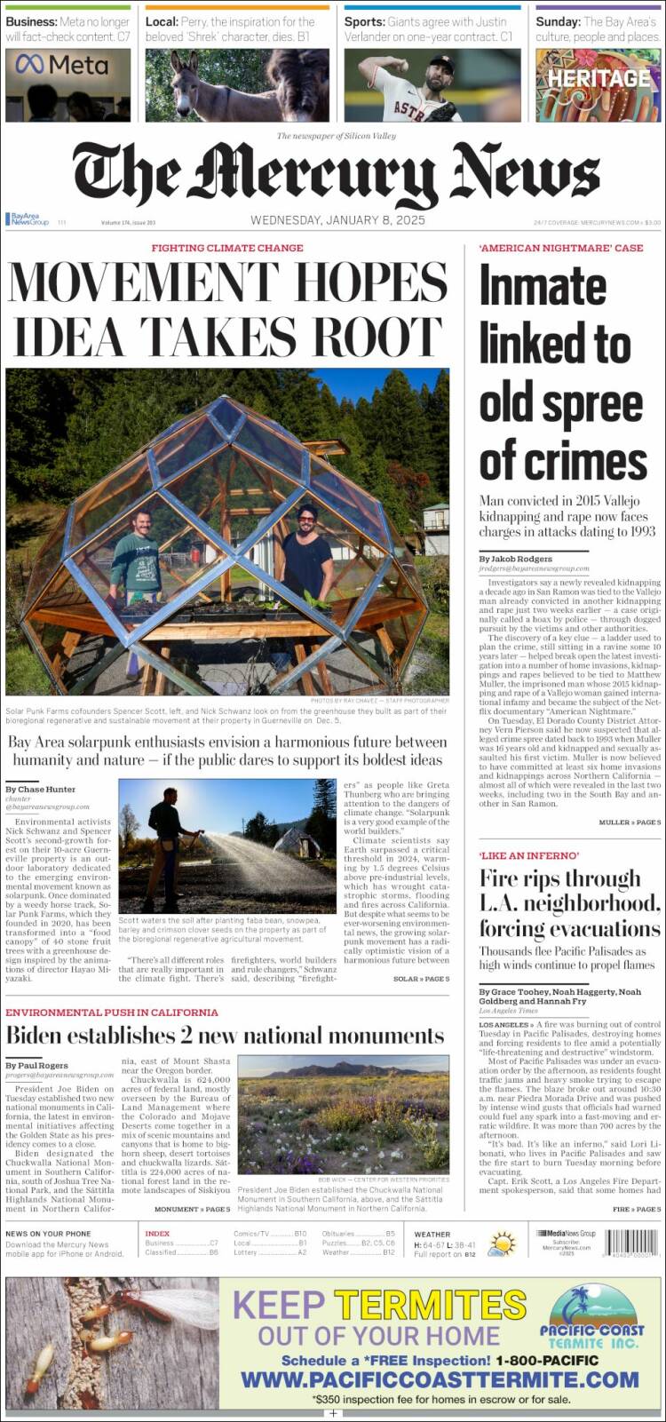 Portada de San Jose Mercury News (USA)