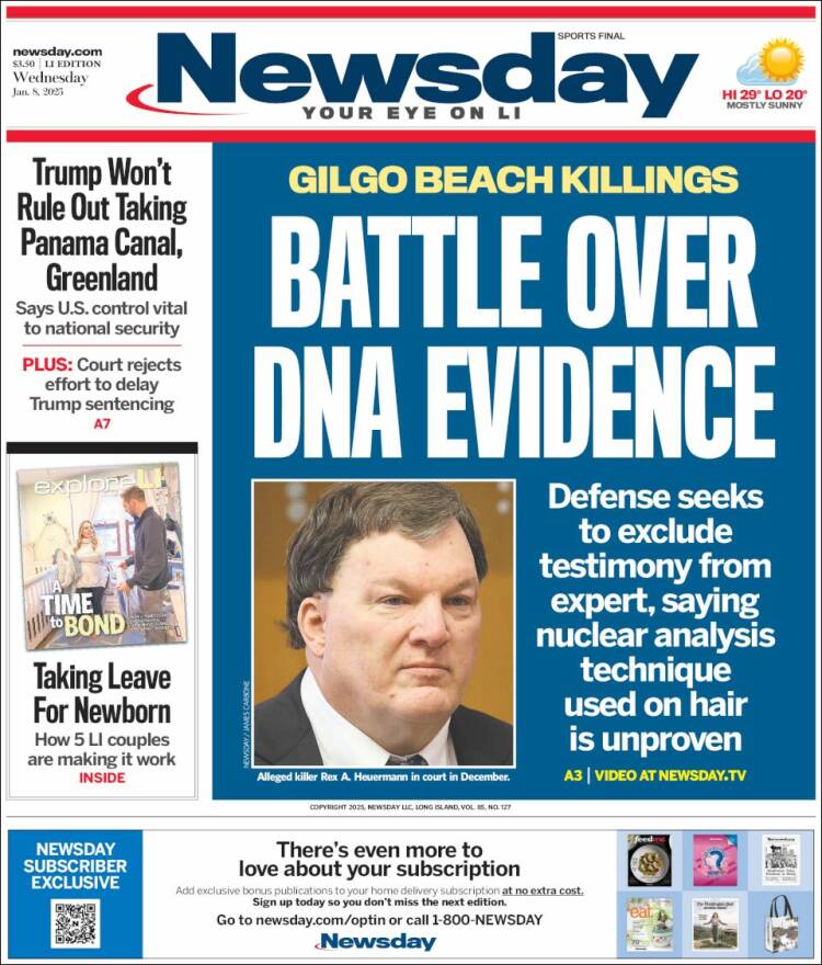 Portada de Newsday (USA)