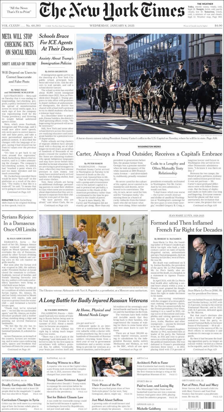 Portada de New York Times (USA)