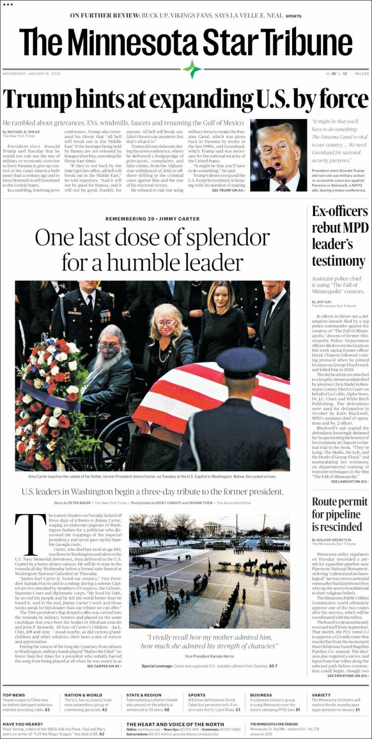 Portada de Star Tribune (USA)