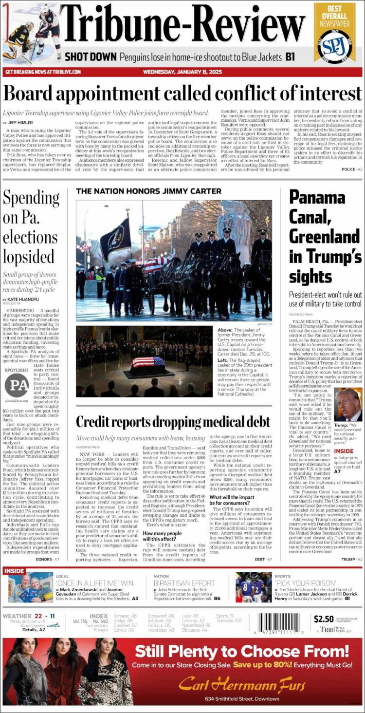Portada de Tribune-Review (USA)