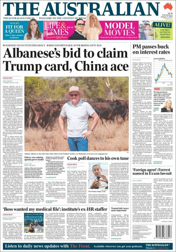 Portada de The Australian (Australia)