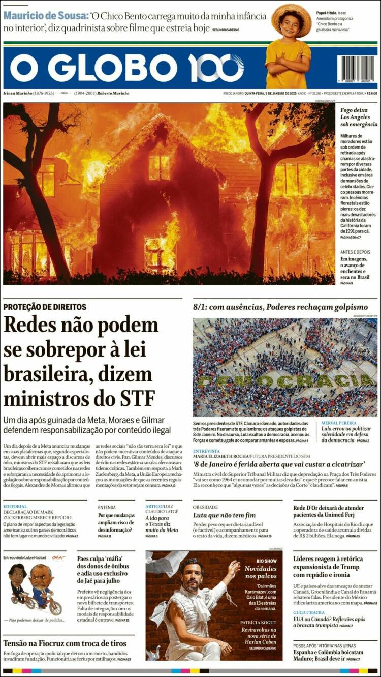 Portada de O Globo (Brasil)