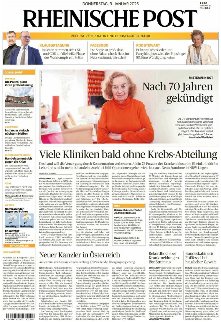 Portada de Rheinische Post (Alemania)
