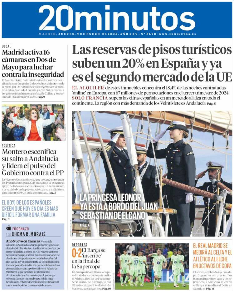 Portada de 20 Minutos - Madrid (España)