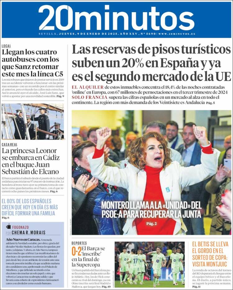 Portada de 20 Minutos - Sevilla (España)
