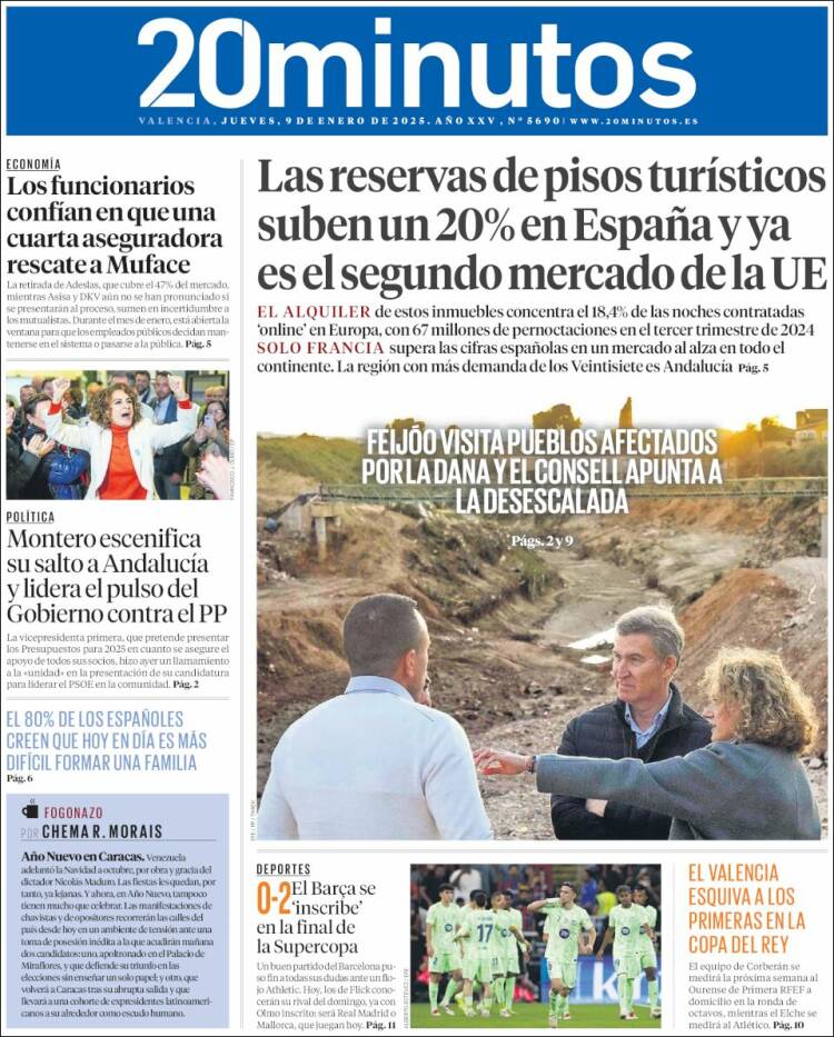 Portada de 20 Minutos - Valencia (España)
