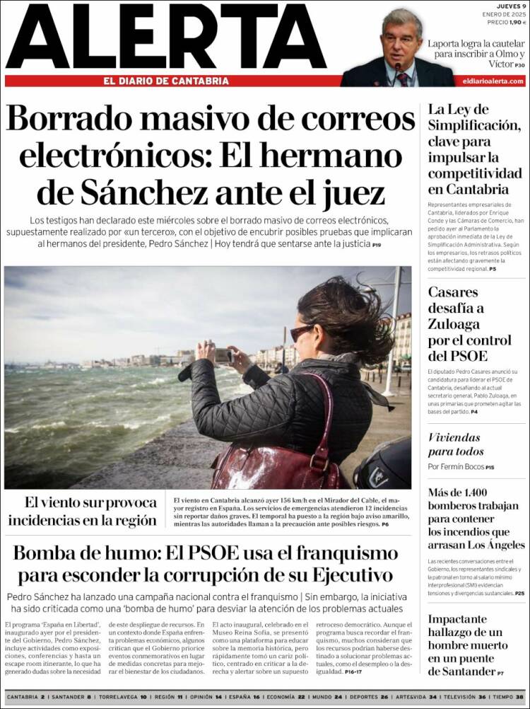 Portada de Alerta - El Diario de Cantabria (España)