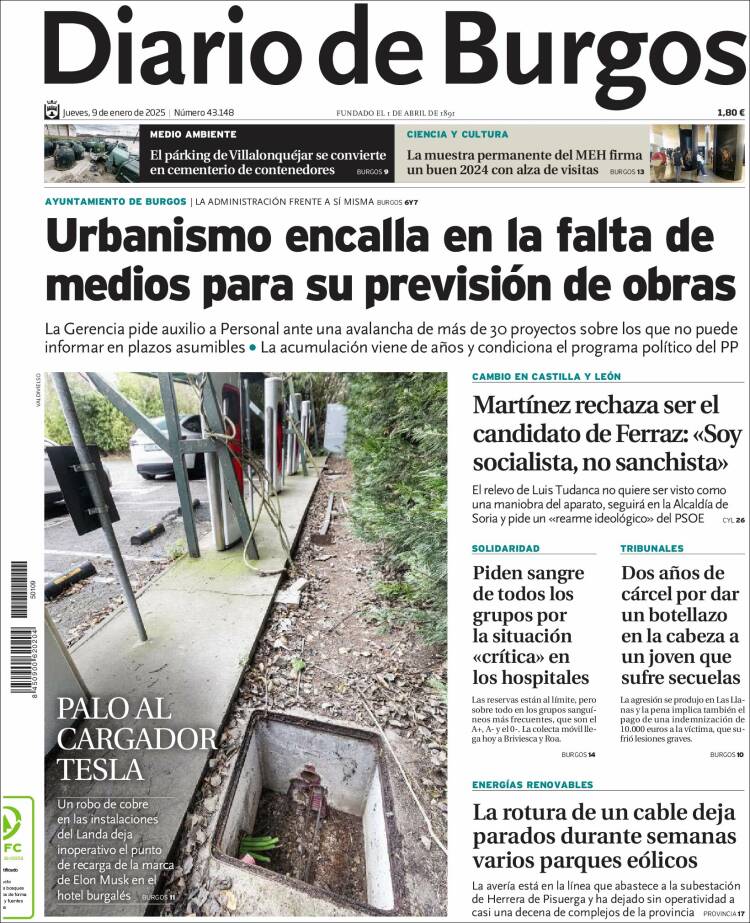 Portada de Diario de Burgos (España)