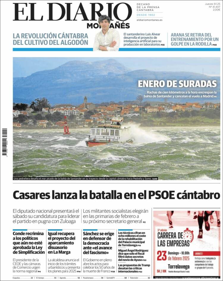 Portada de El Diario Montañés (España)