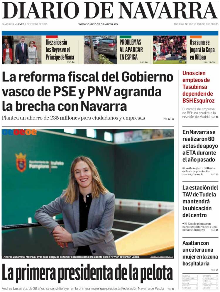 Portada de Diario de Navarra (España)